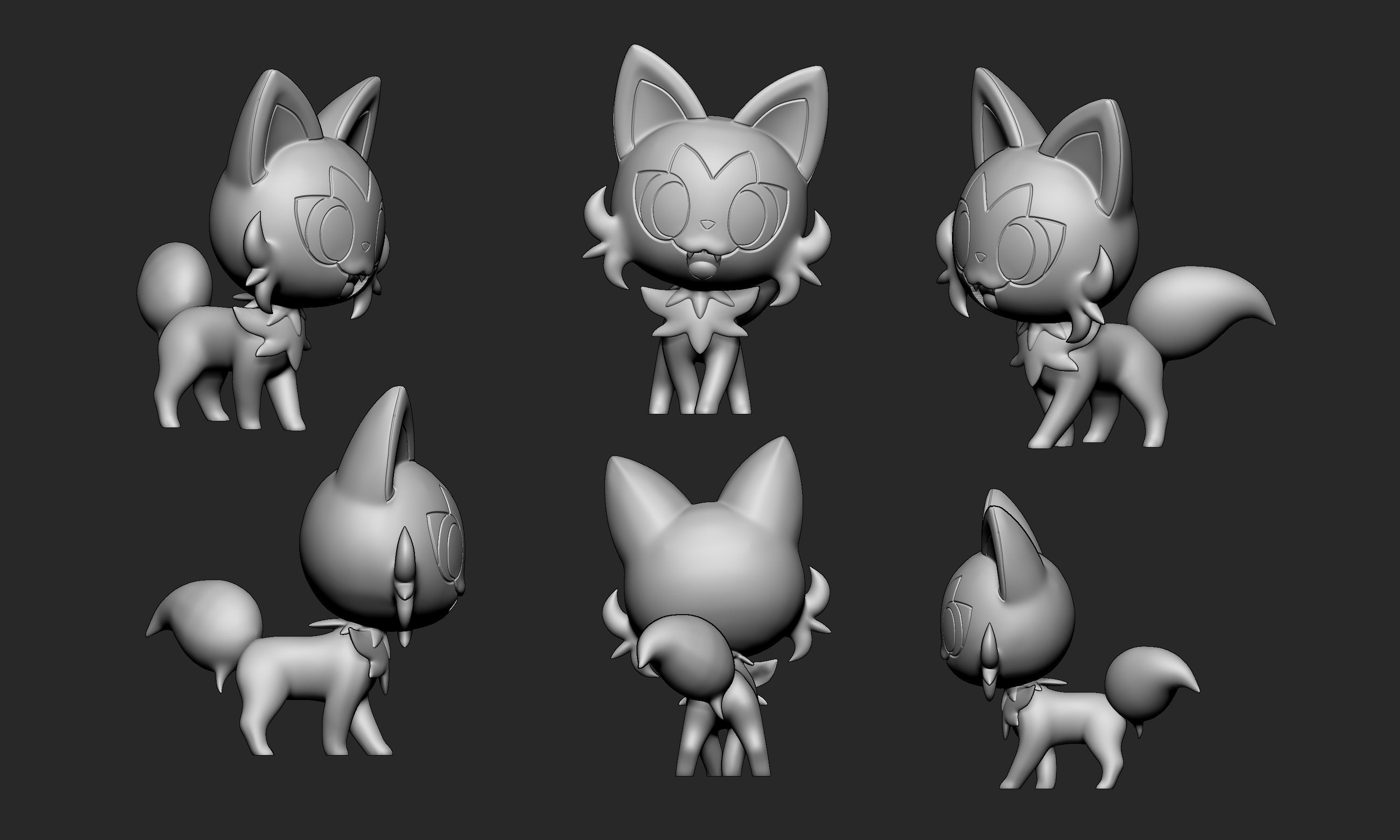 Pokemon - Sprigatito Floragato and Meowscarada with 2 poses 3D print model_2