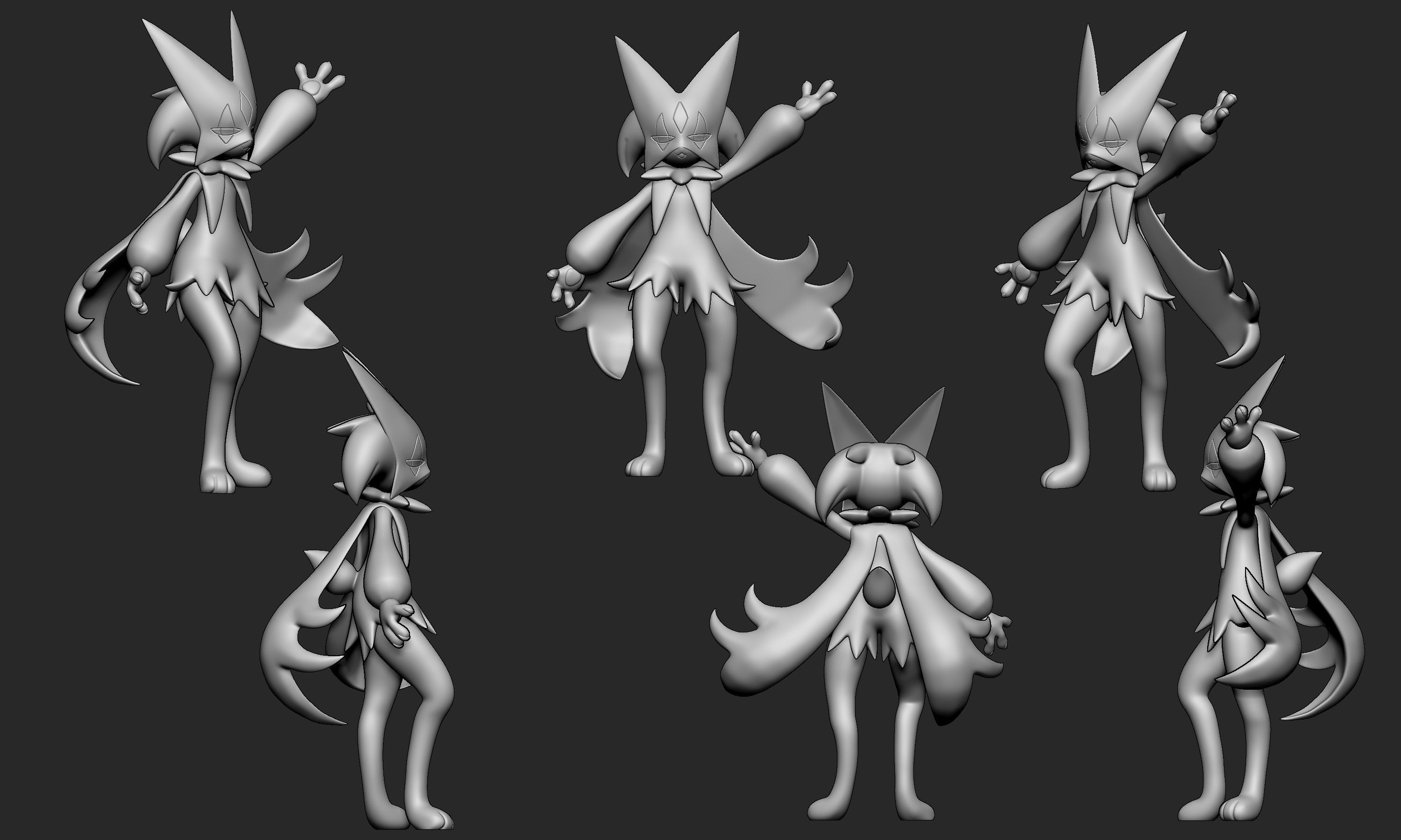 Pokemon - Sprigatito Floragato and Meowscarada with 2 poses 3D print model_15