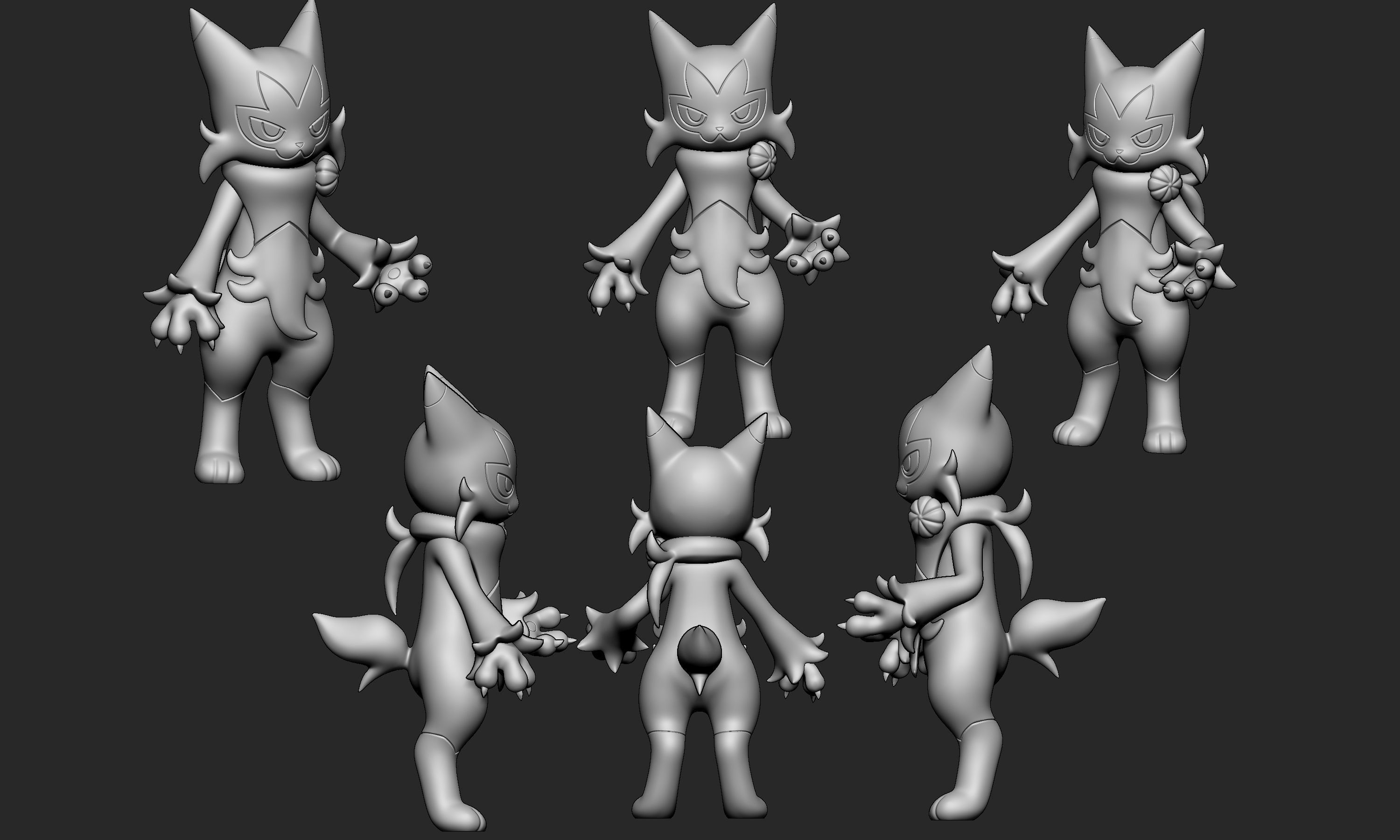 Pokemon - Sprigatito Floragato and Meowscarada with 2 poses 3D print model_8