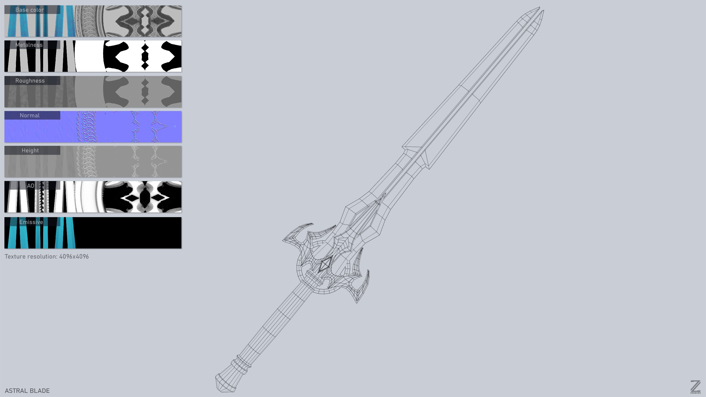Astral blade Low-poly 3D model_3