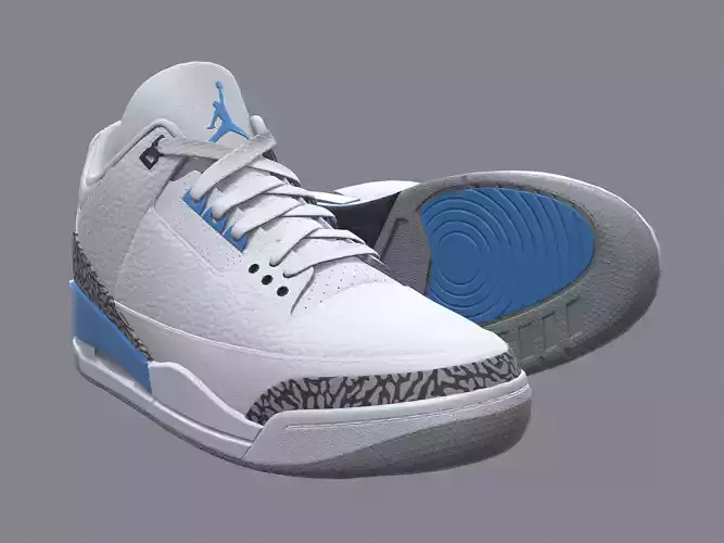 Air Jordan 3-retro sneakers 2 Low-poly 3D model