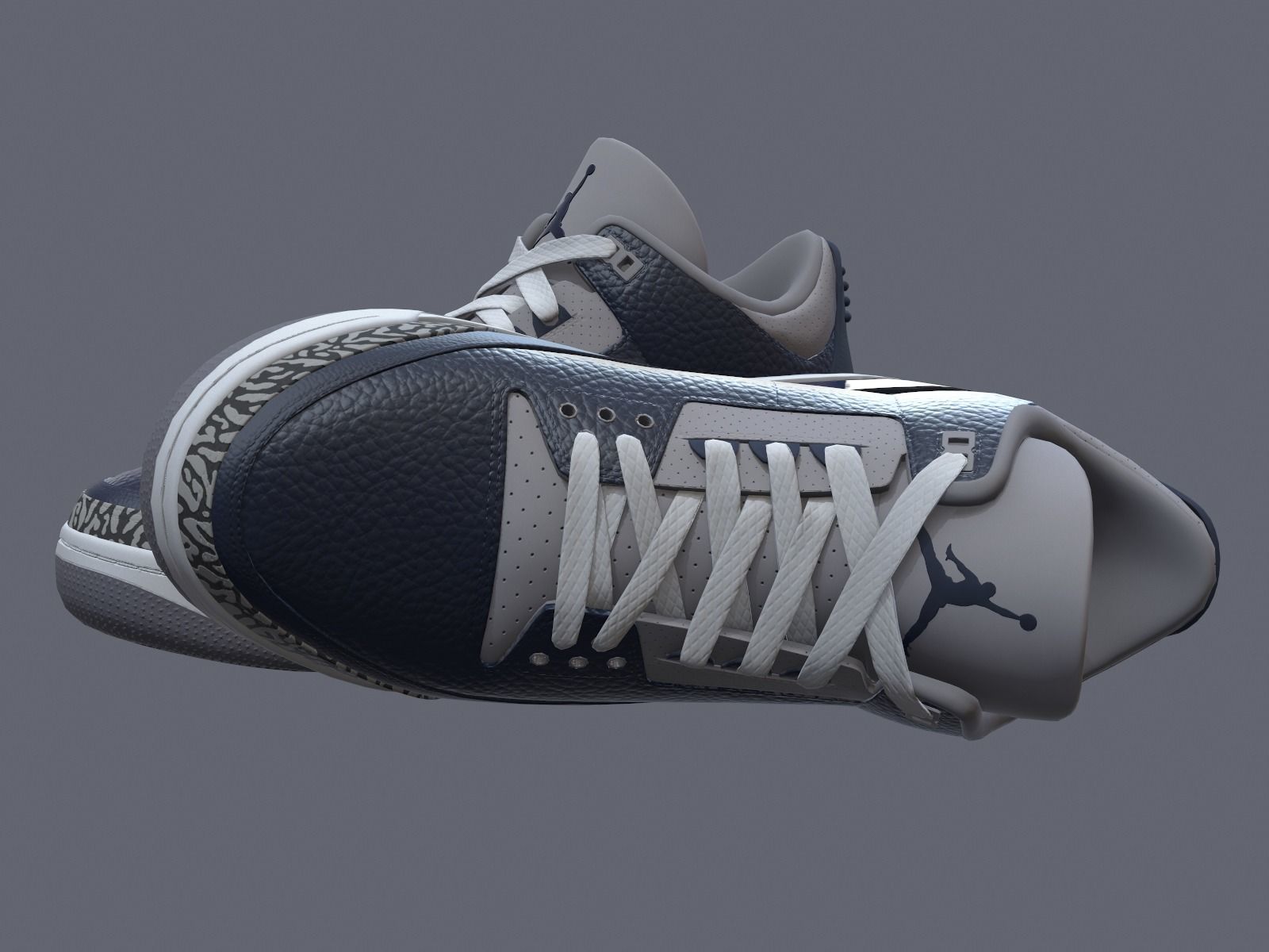 Air Jordan 3-retro sneakers 3 Low-poly 3D model_3