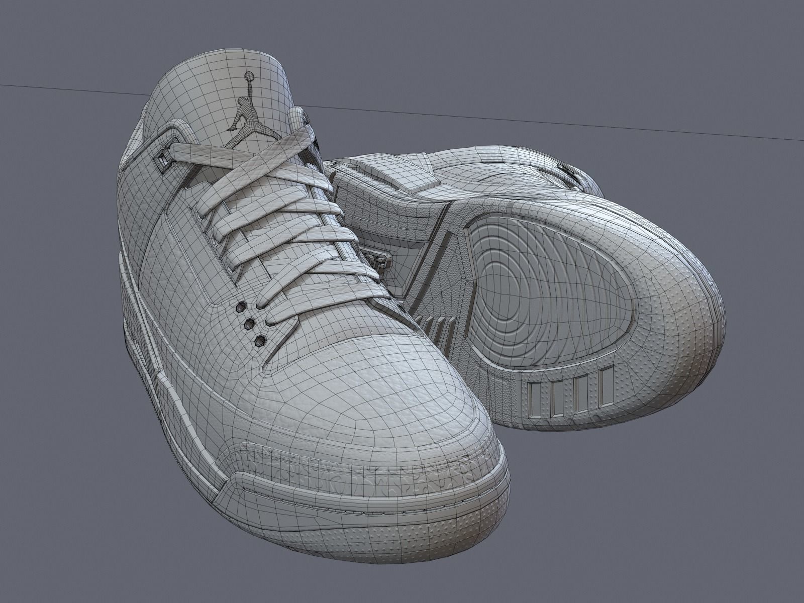 Air Jordan 3-retro sneakers 3 Low-poly 3D model_11