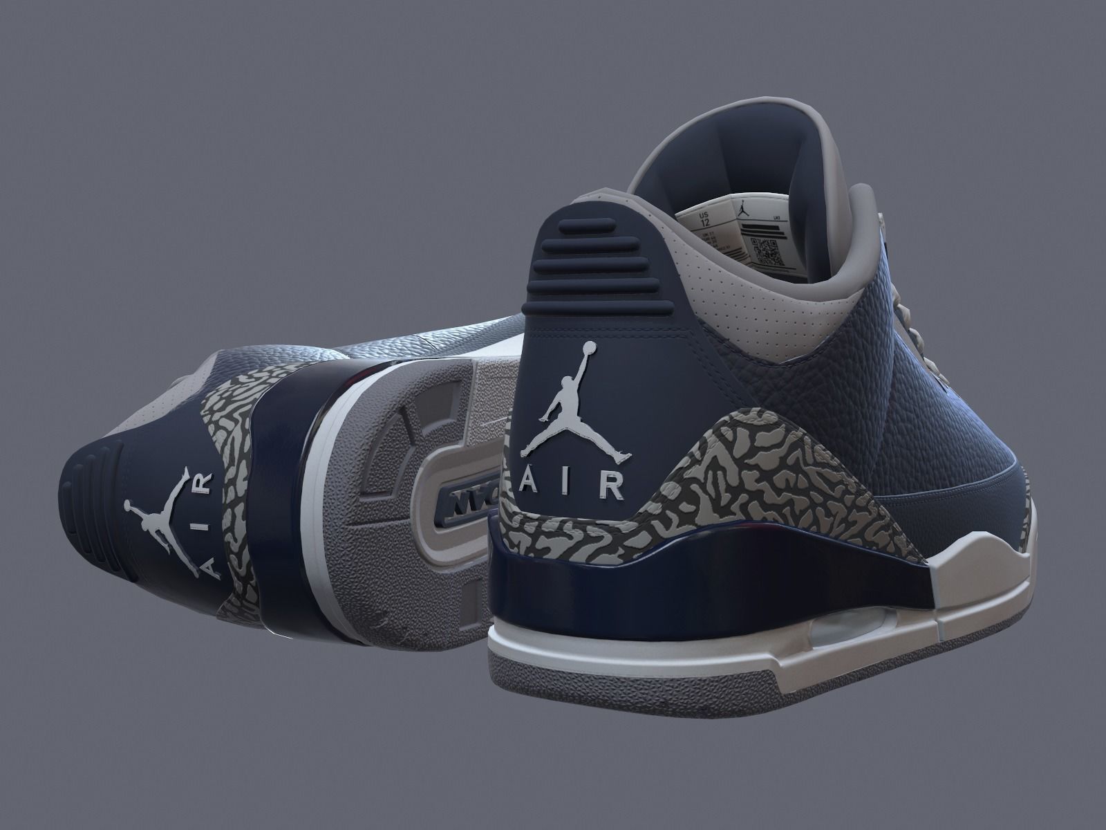 Air Jordan 3-retro sneakers 3 Low-poly 3D model_7