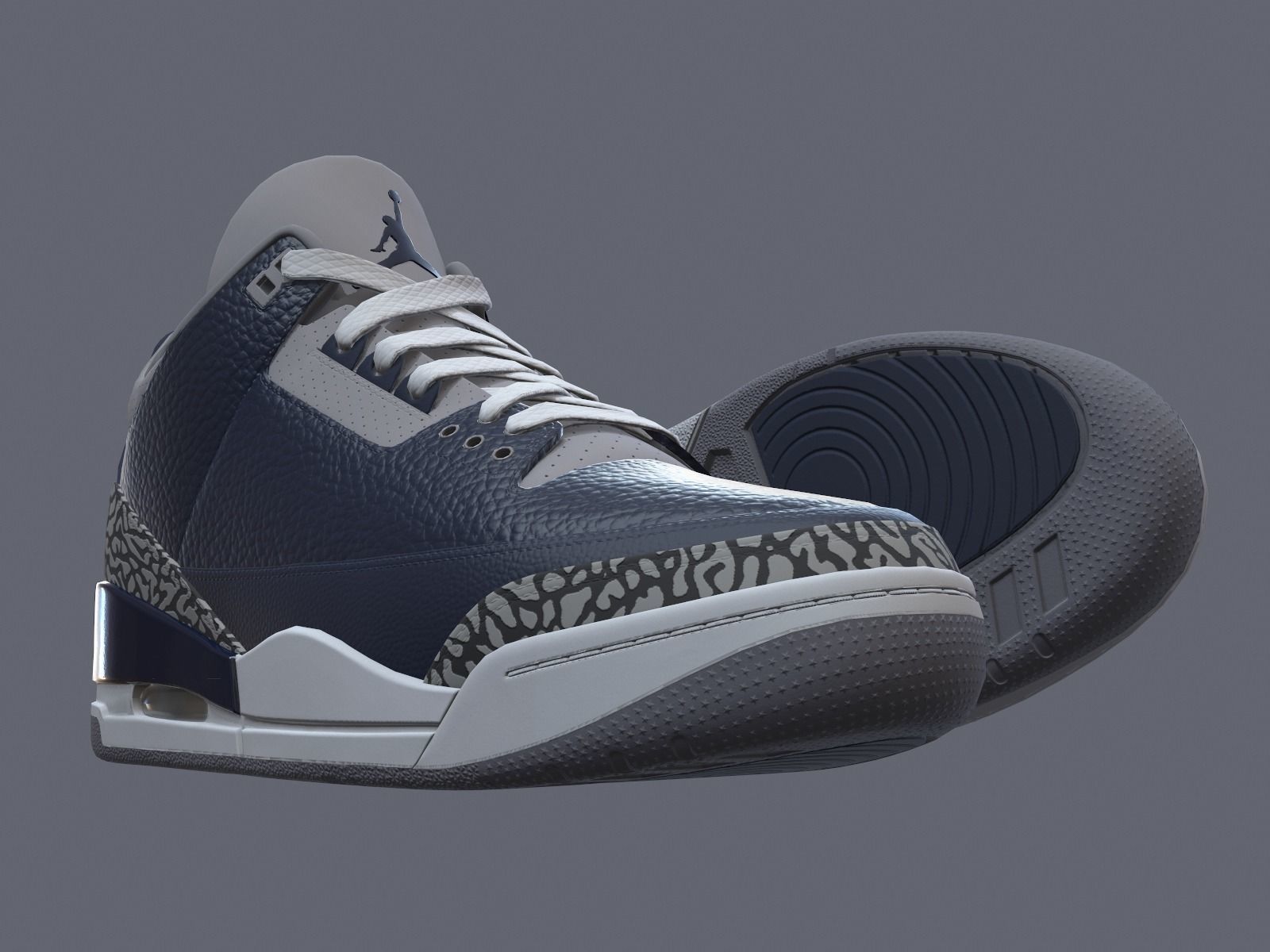 Air Jordan 3-retro sneakers 3 Low-poly 3D model_9