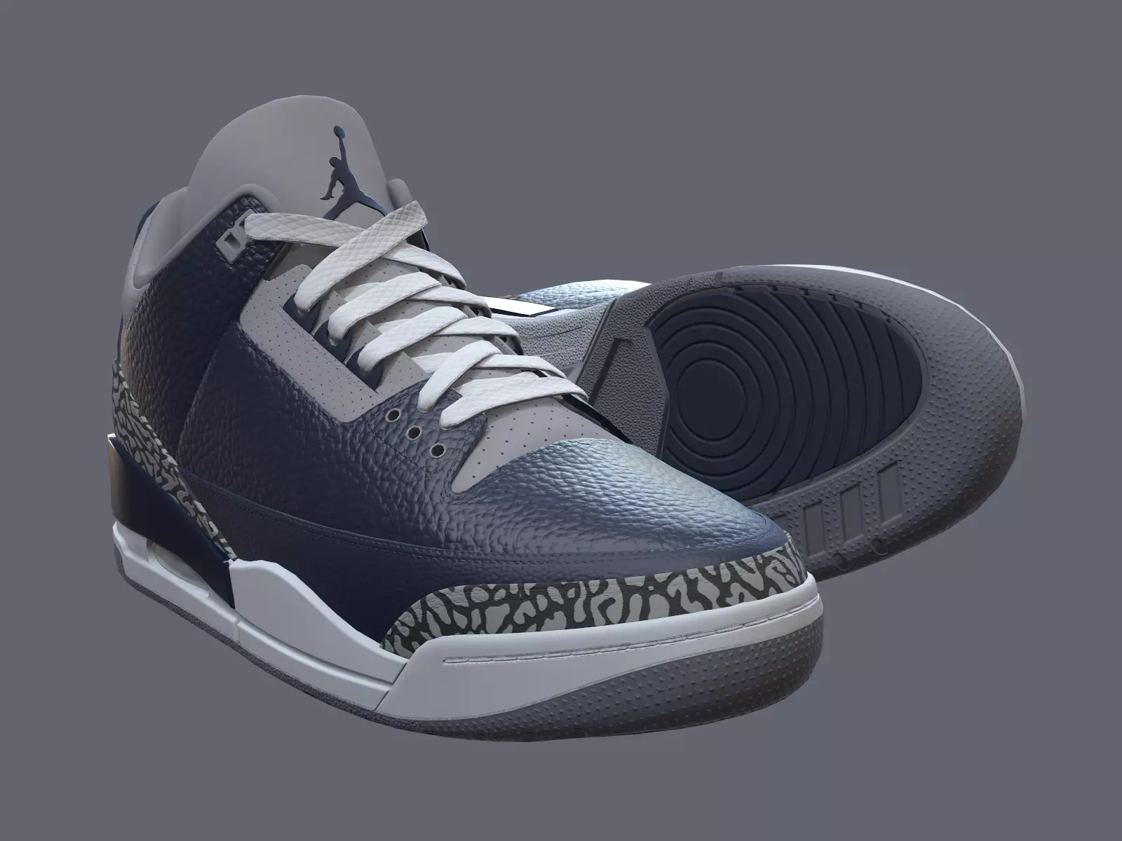 Air Jordan 3-retro sneakers 3 Low-poly 3D model_0