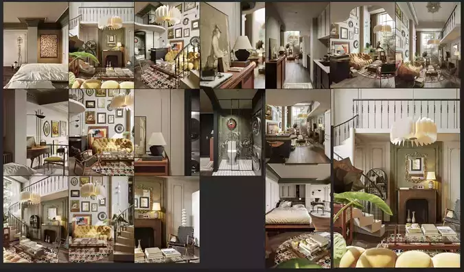 Living Room Interior Scene for 3DMAX and Corona 3D model 