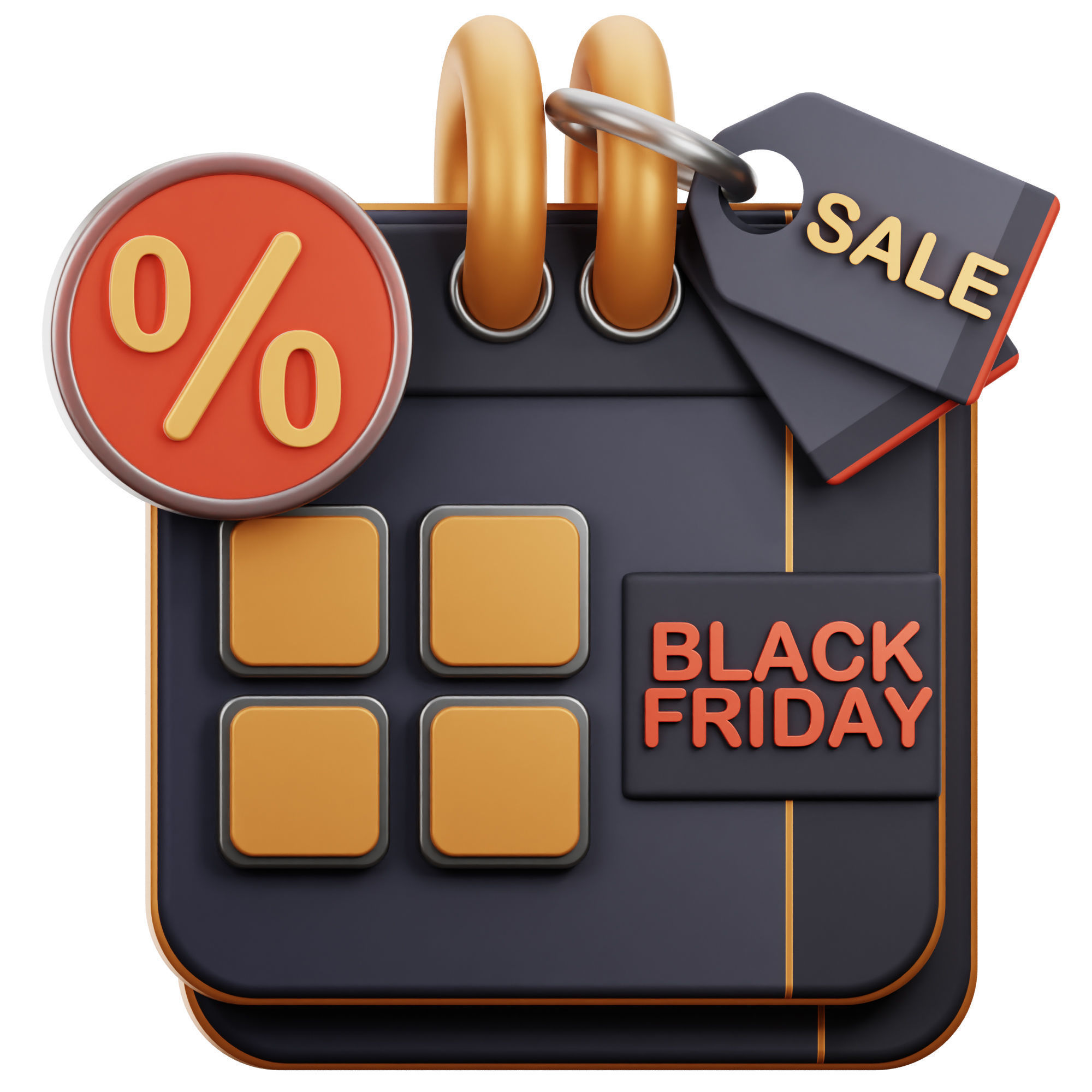 Black Friday 3D Icon Low-poly 3D model_5