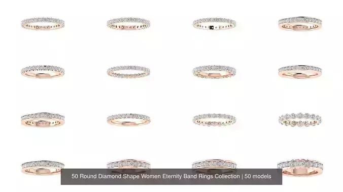 50 Round Diamond Shape Women Eternity Band Rings Collection 