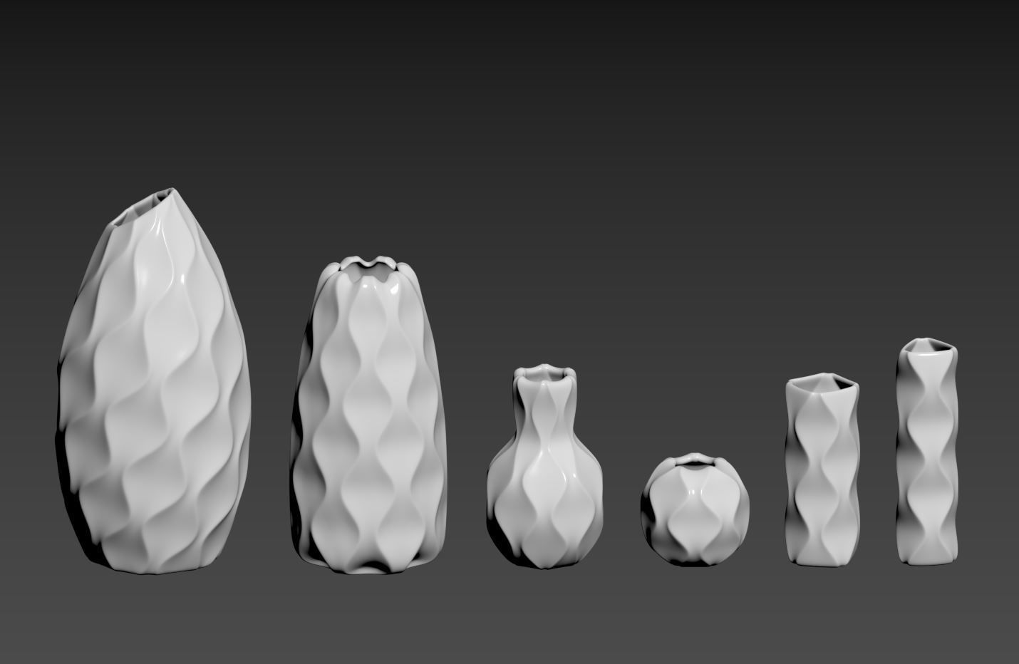 Curvy Vase Set 3D print model_2