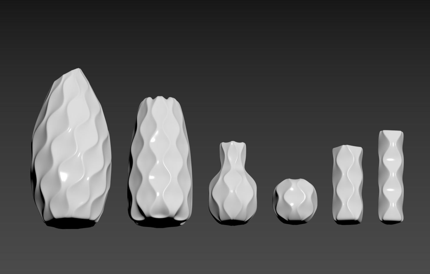 Curvy Vase Set 3D print model_10