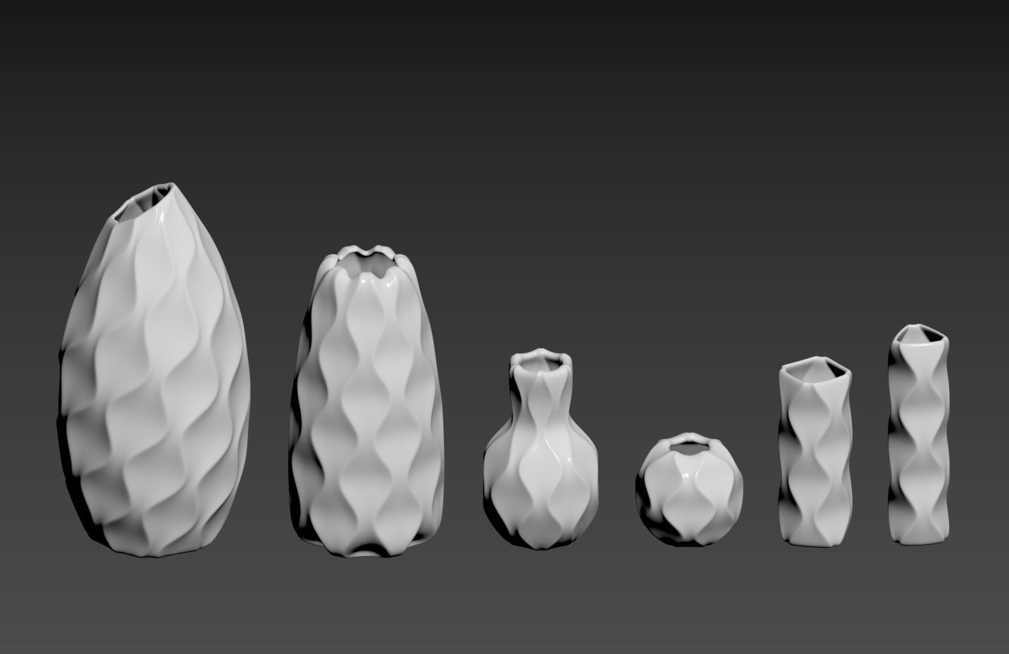 Curvy Vase Set 3D print model_3