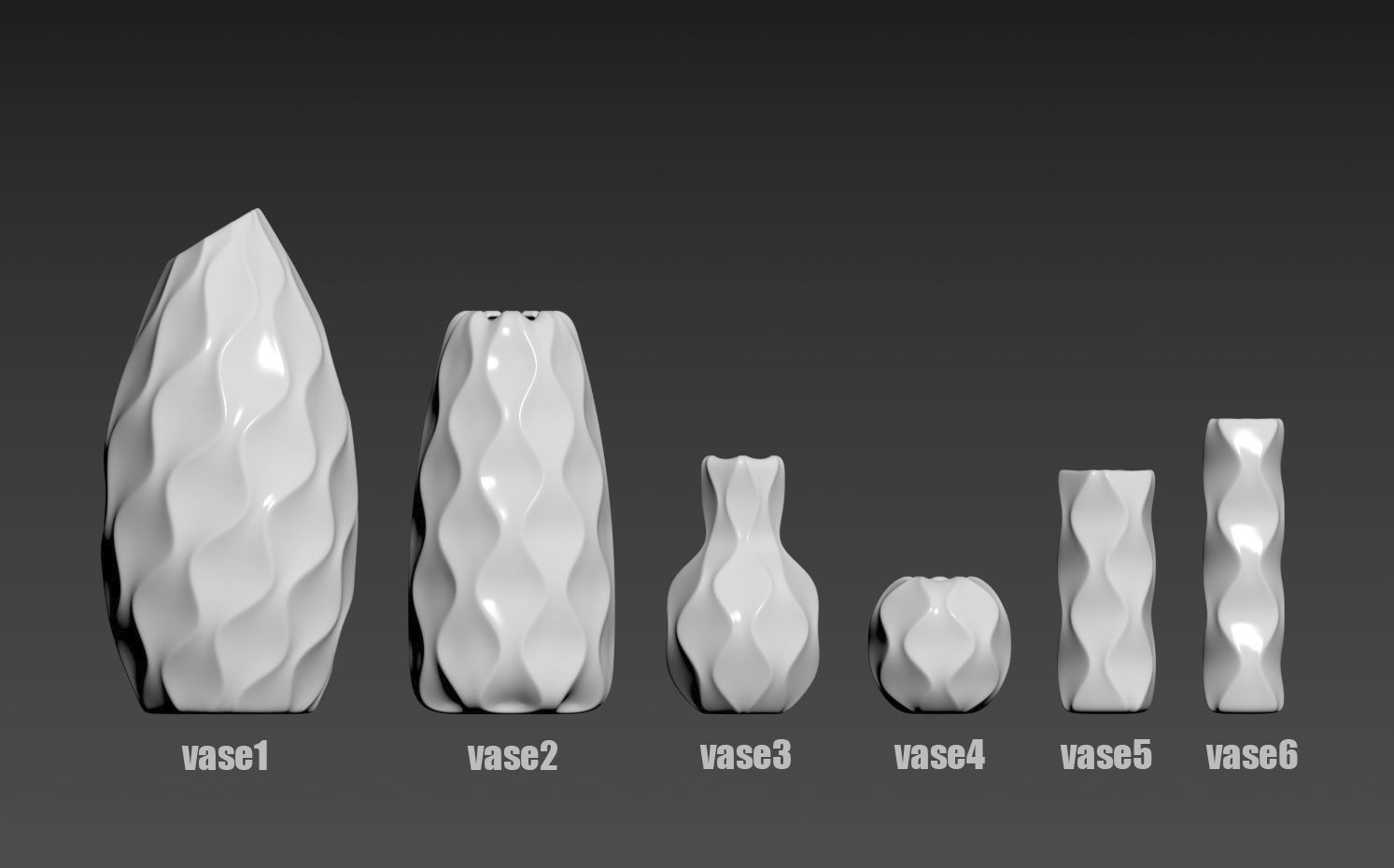 Curvy Vase Set 3D print model_1