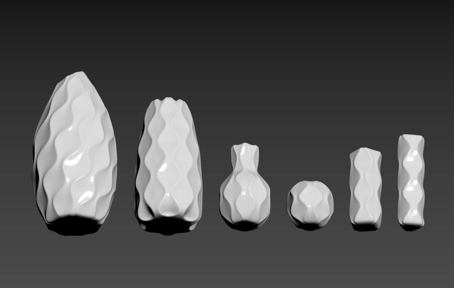 Curvy Vase Set 3D print model_11