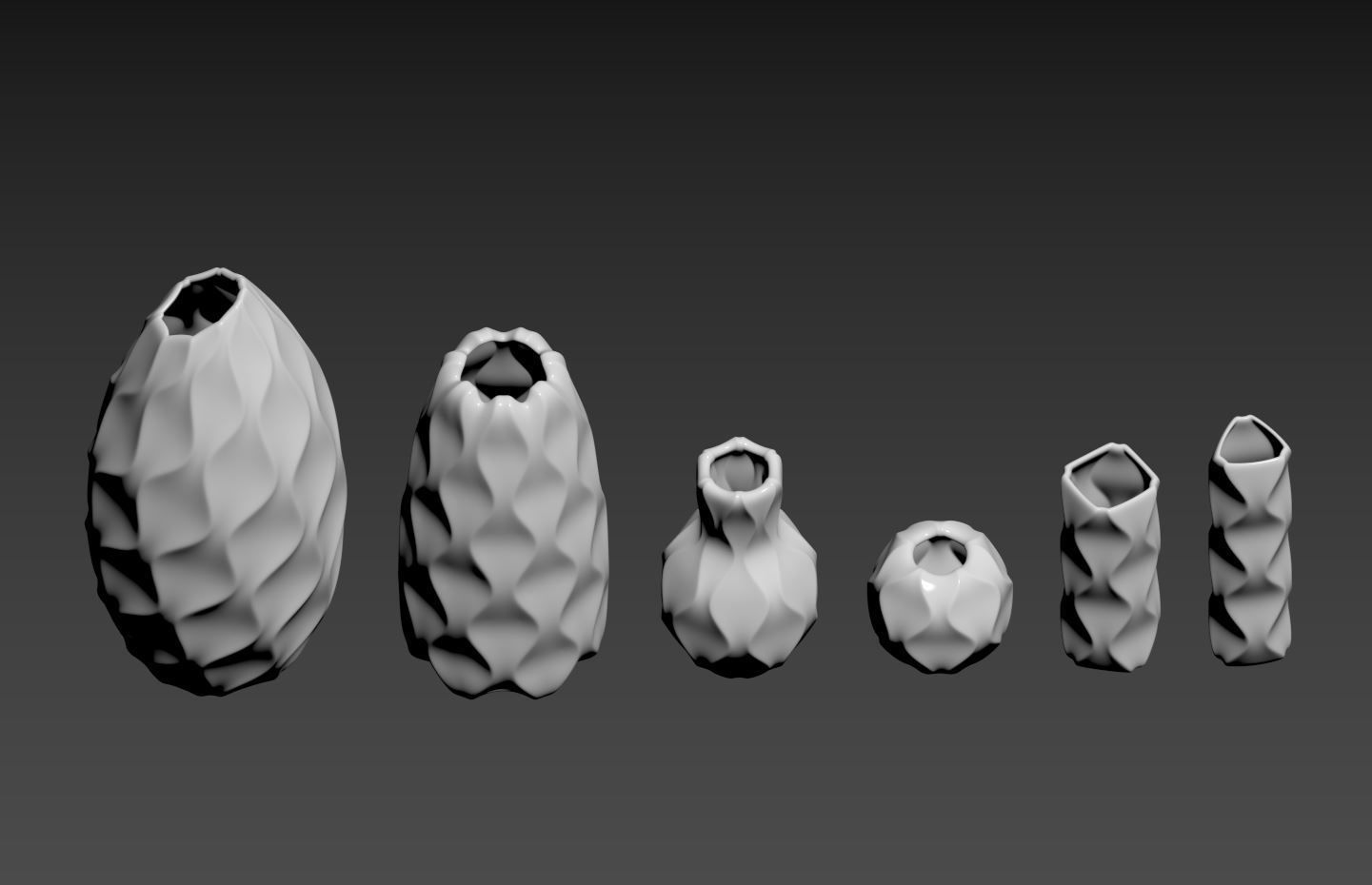 Curvy Vase Set 3D print model_5