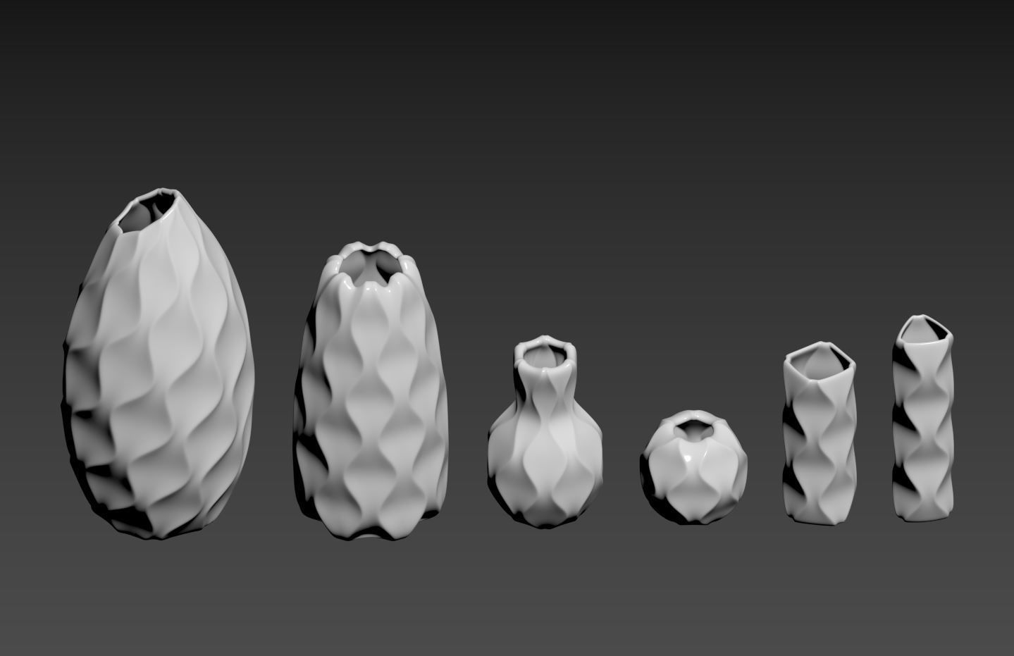 Curvy Vase Set 3D print model_4
