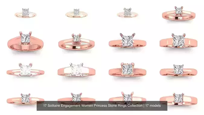 17 Solitaire Engagement Women Princess Stone Rings Collection 