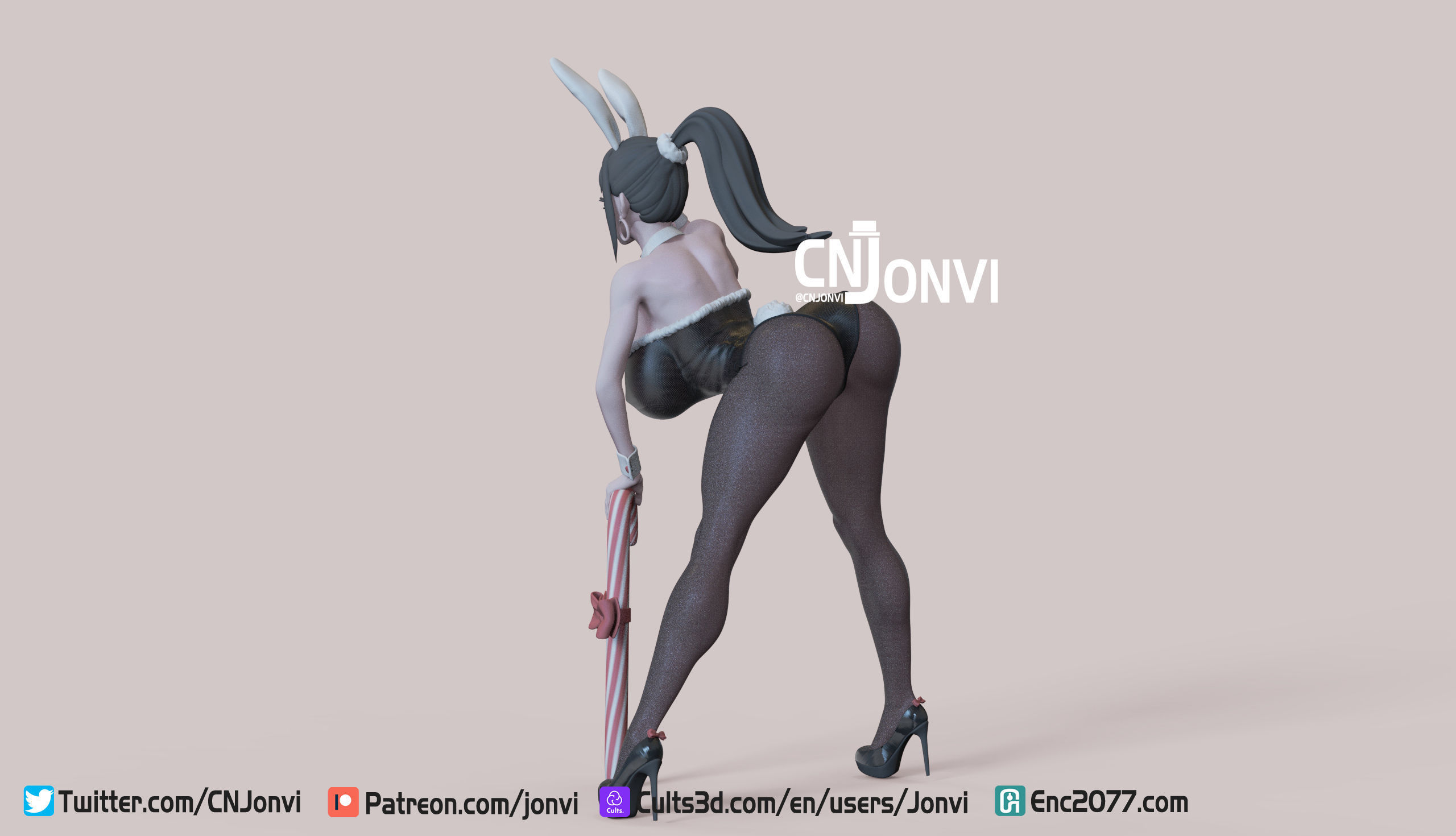 Christmas Bunny Girl 3D print model_5