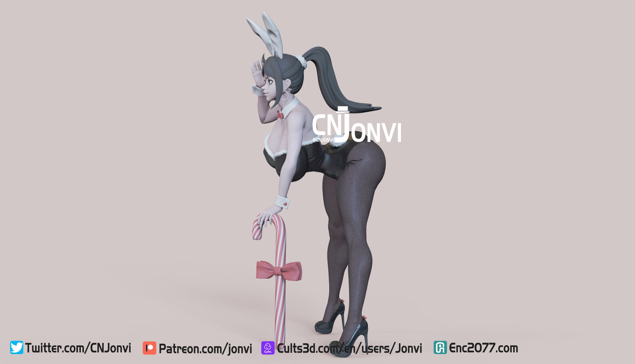 Christmas Bunny Girl 3D print model_4