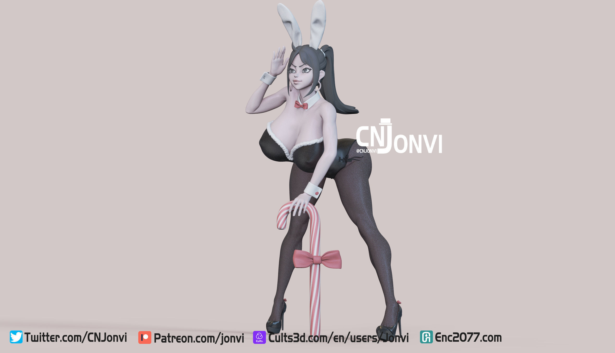 Christmas Bunny Girl 3D print model_3