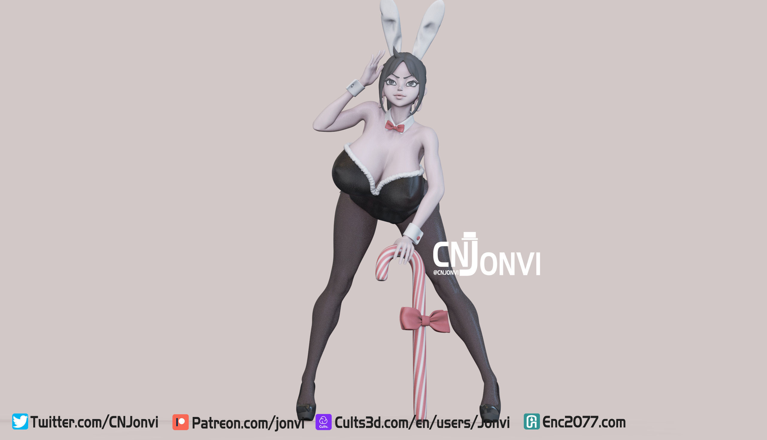Christmas Bunny Girl 3D print model_2