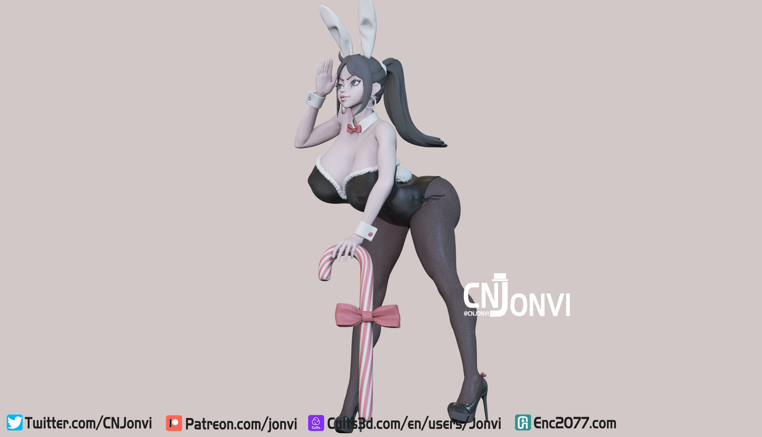 Christmas Bunny Girl 3D print model_9