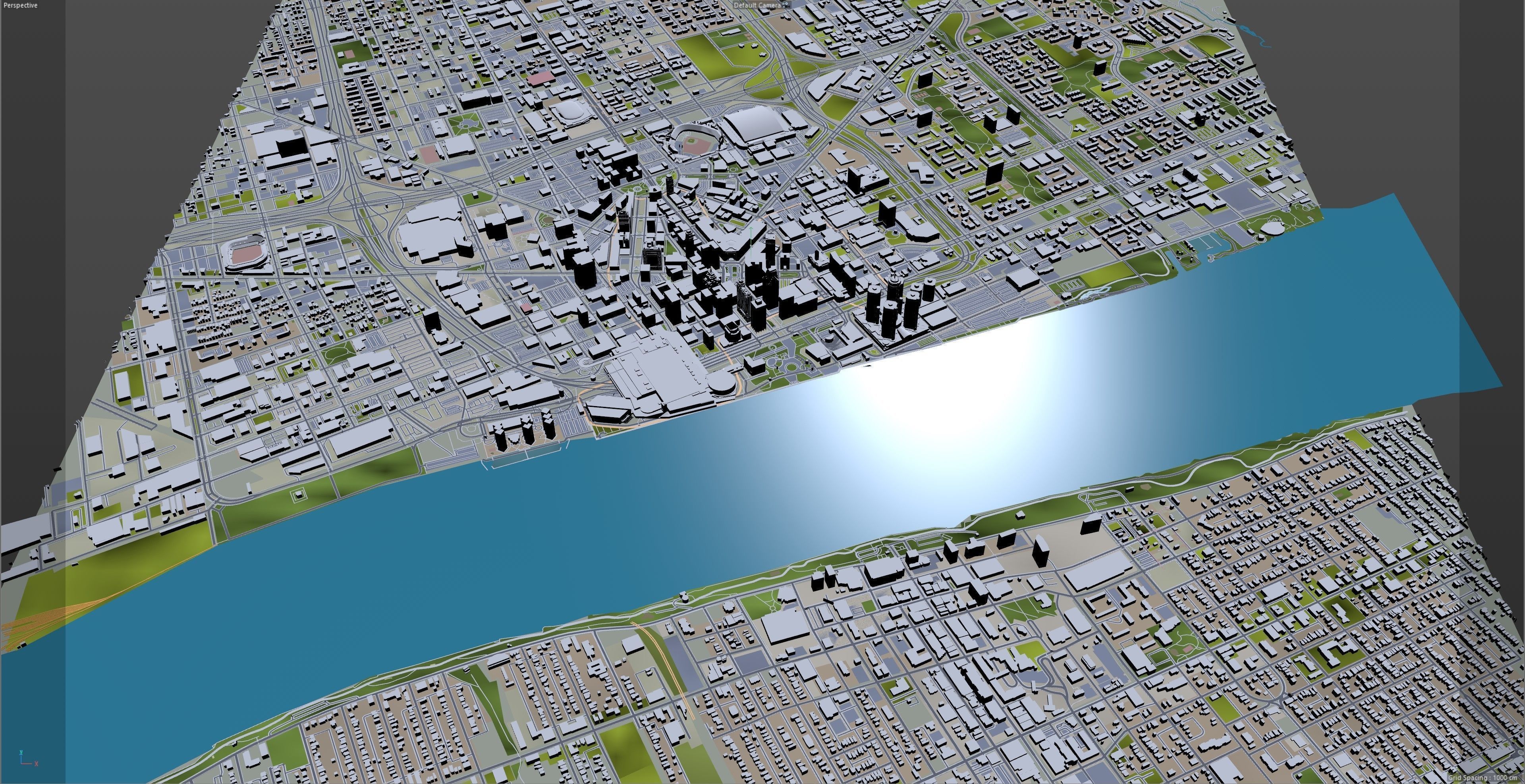 Detroit Downtown Michigan USA Low-poly 3D model_6