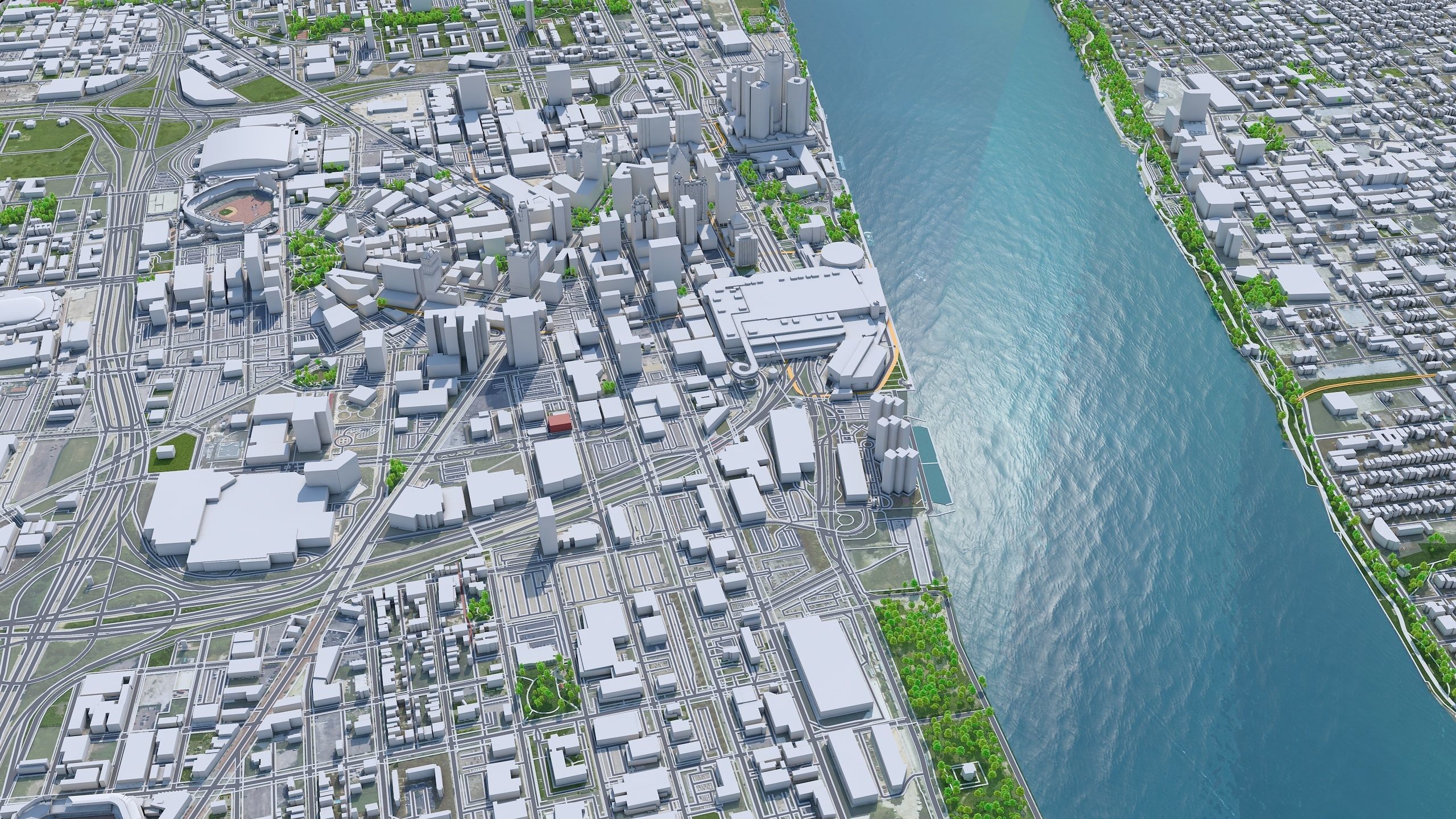 Detroit Downtown Michigan USA Low-poly 3D model_3