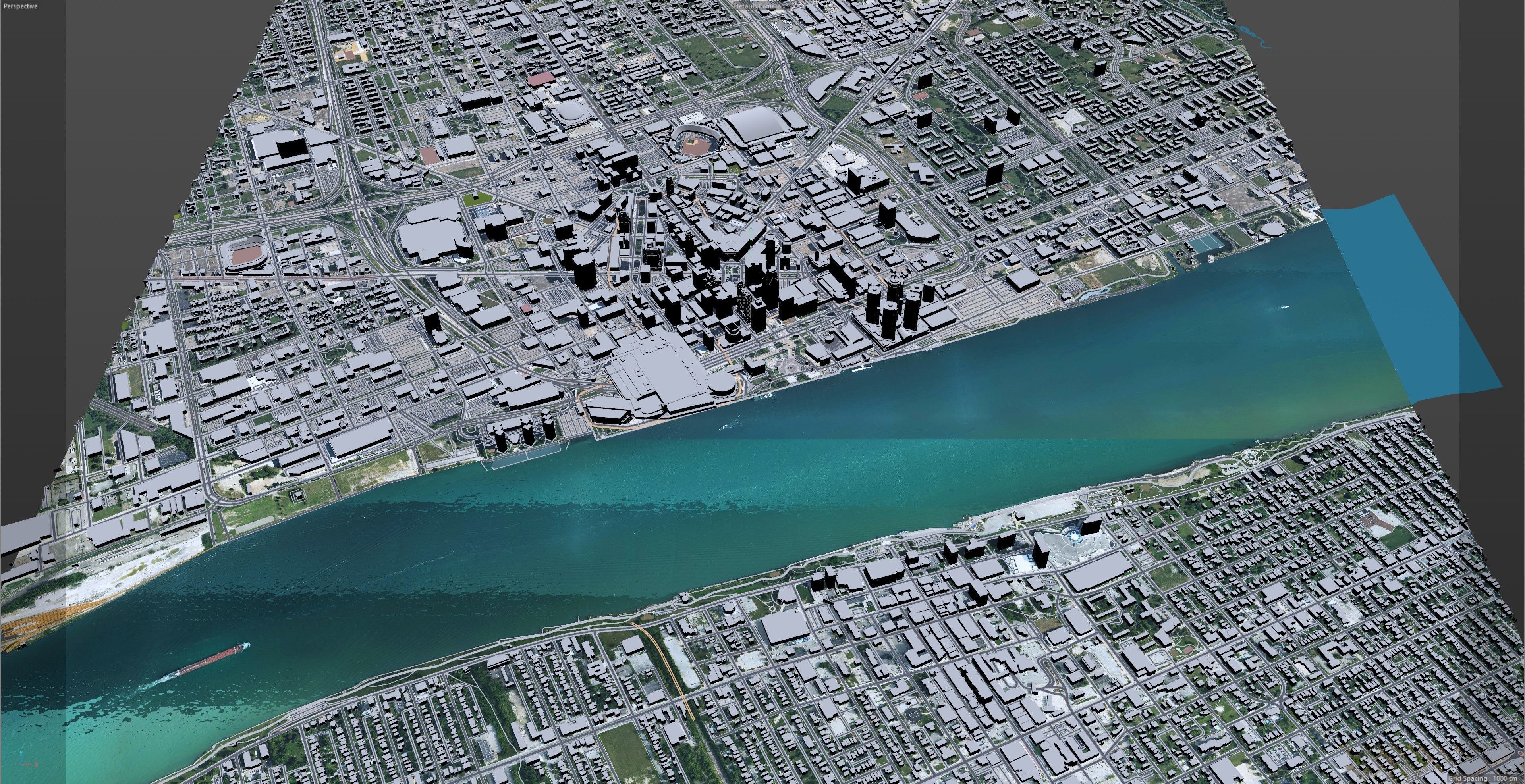 Detroit Downtown Michigan USA Low-poly 3D model_7