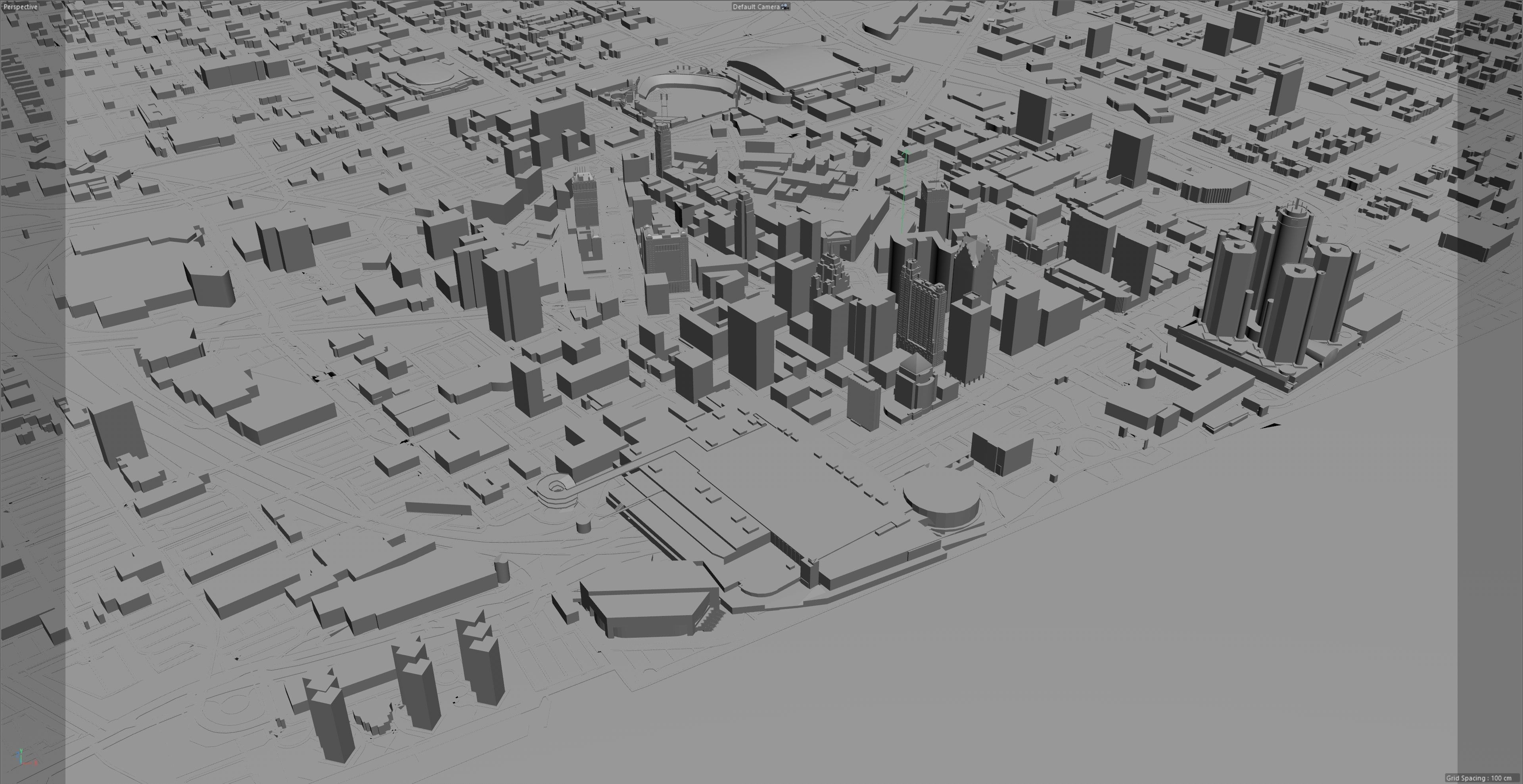 Detroit Downtown Michigan USA Low-poly 3D model_9