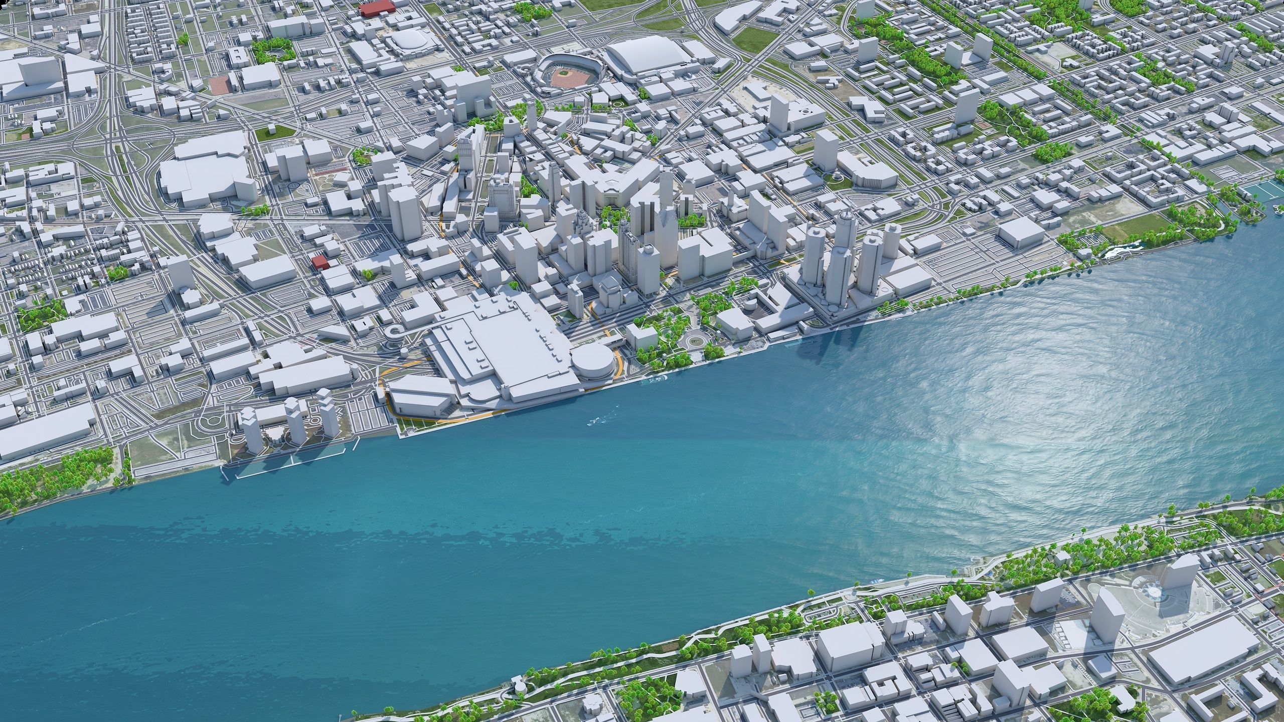 Detroit Downtown Michigan USA Low-poly 3D model_2
