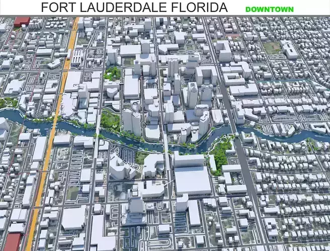 Fort Lauderdale Downtown Florida USA Low-poly 3D model