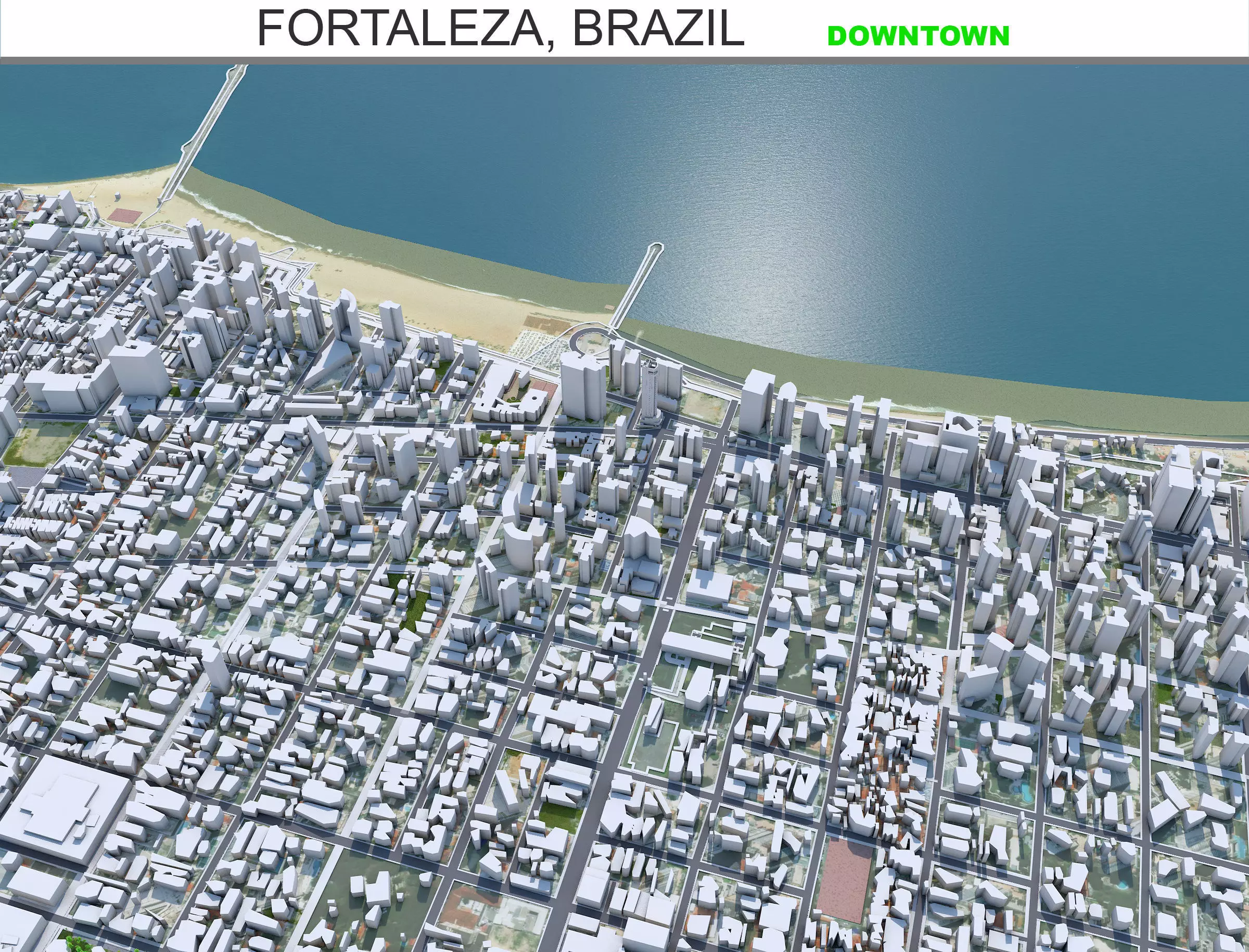 Fortaleza Downtown Brazil Low-poly 3D model