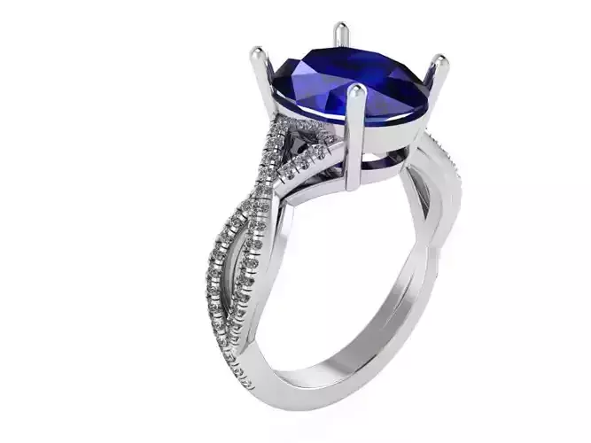 Round blue stone diamond ring 2353 3D print model