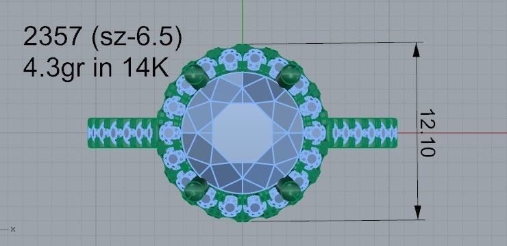 Chain style diamond ring 2357 3D print model 3D print model_4