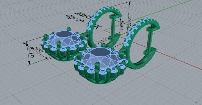 Bright flower earring 2358 3D print model 3D print model_5