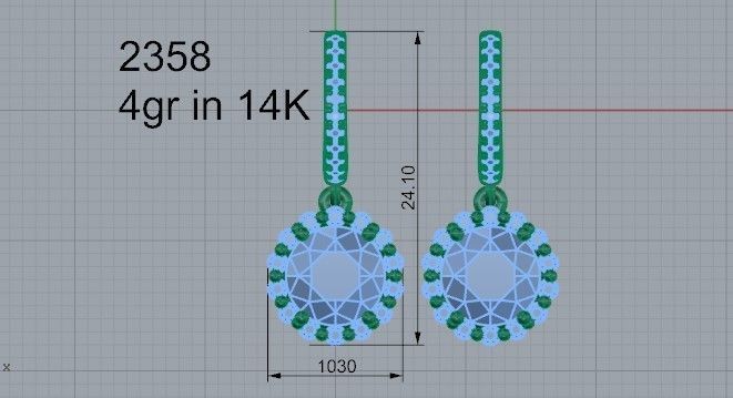 Bright flower earring 2358 3D print model 3D print model_4