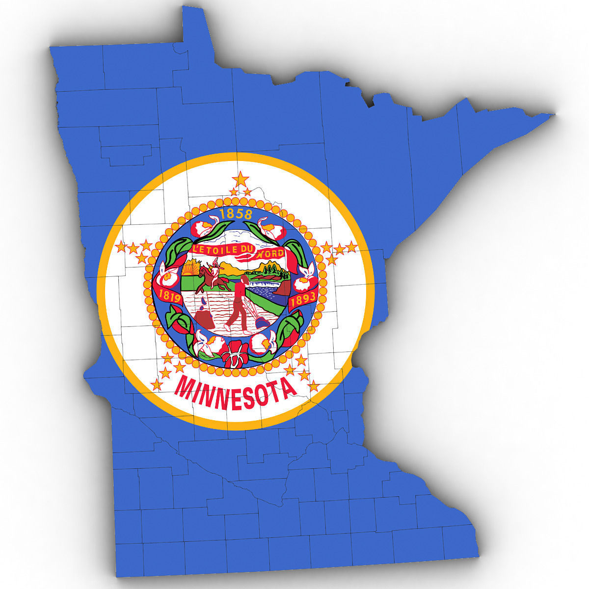 Minnesota Political Map 3D model_6