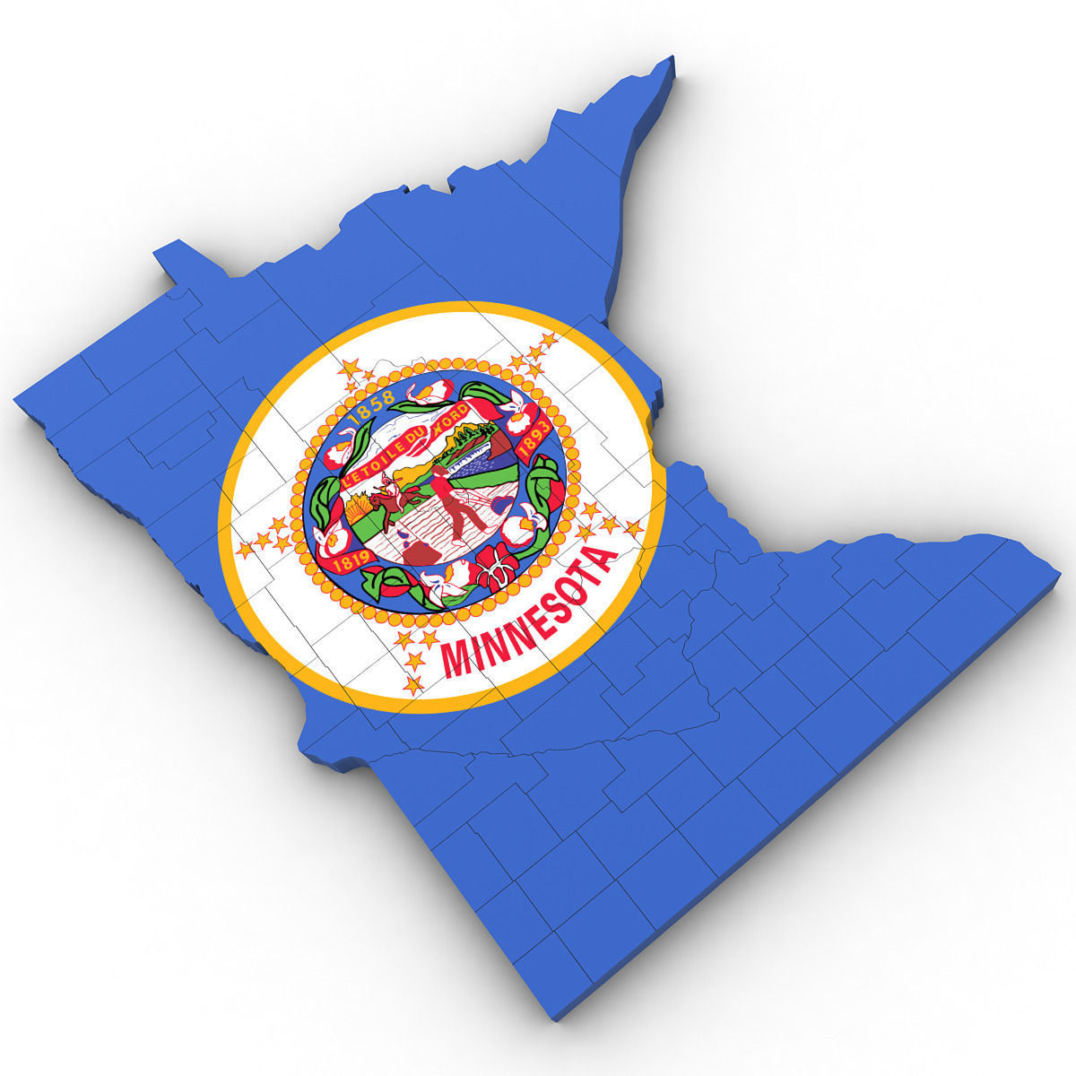 Minnesota Political Map 3D model_2