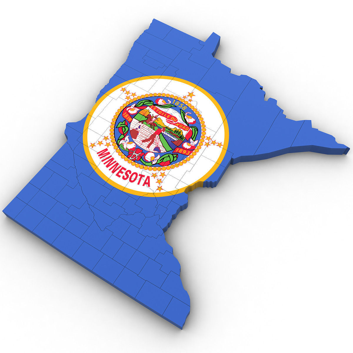 3D Model Minnesota Political Map State CGTrader Minnesota Political Map 3d Model Max Obj 3ds Mtl Tga