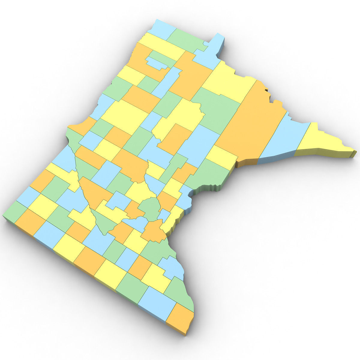 Minnesota Political Map 3D model_1