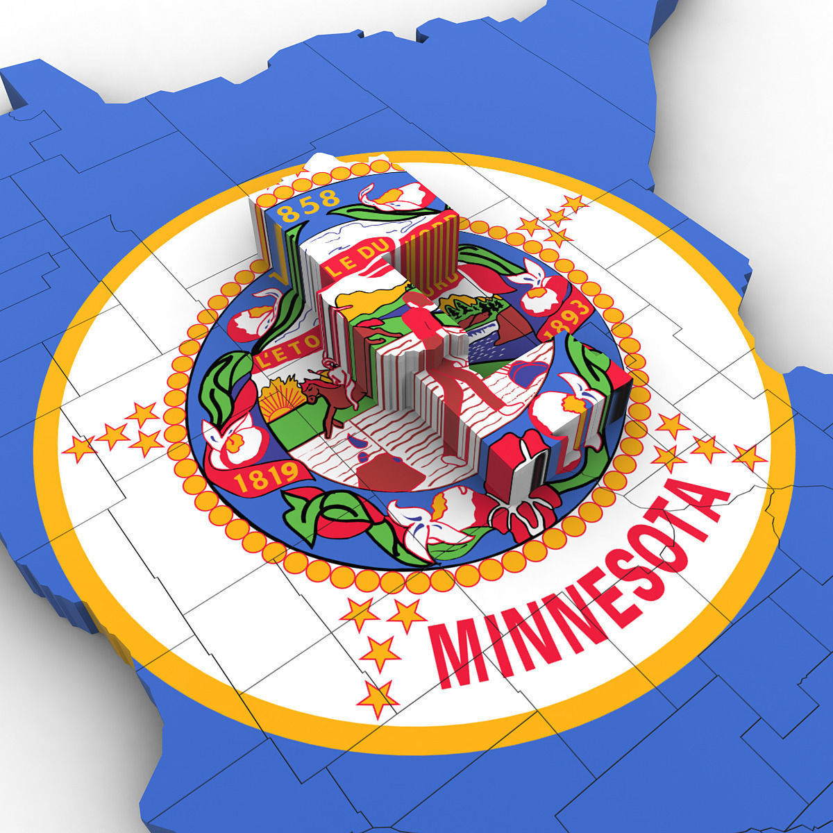 Minnesota Political Map 3D model_4