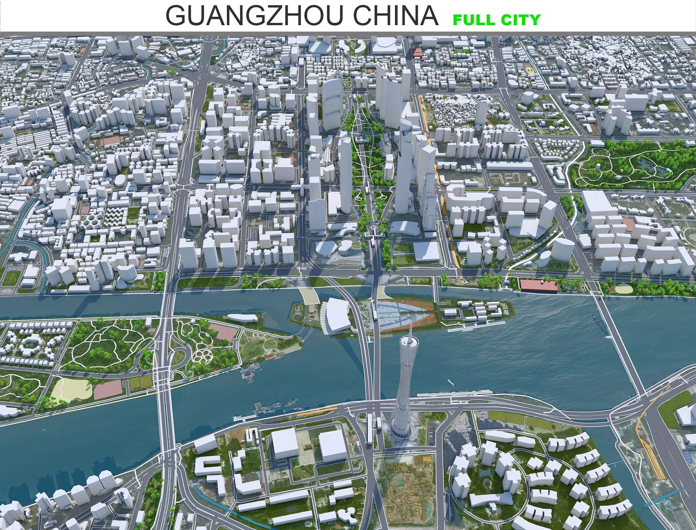 Guangzhou City China Low-poly 3D model
