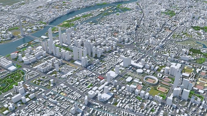 Guangzhou City China Low-poly 3D model 7