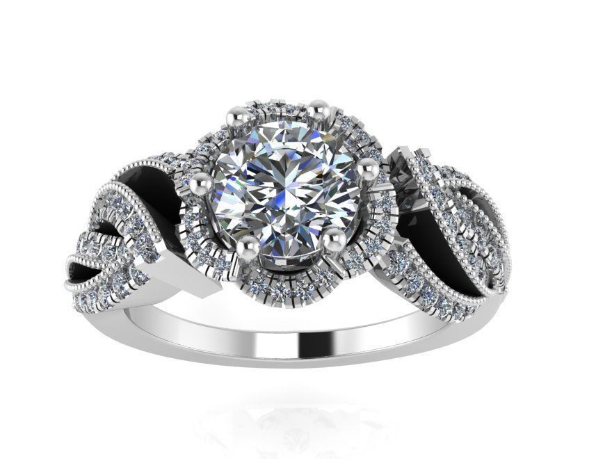 Black and White diamond textured ring 2362 3D print model 3D print model_2