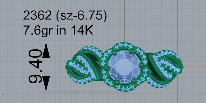 Black and White diamond textured ring 2362 3D print model 3D print model_4