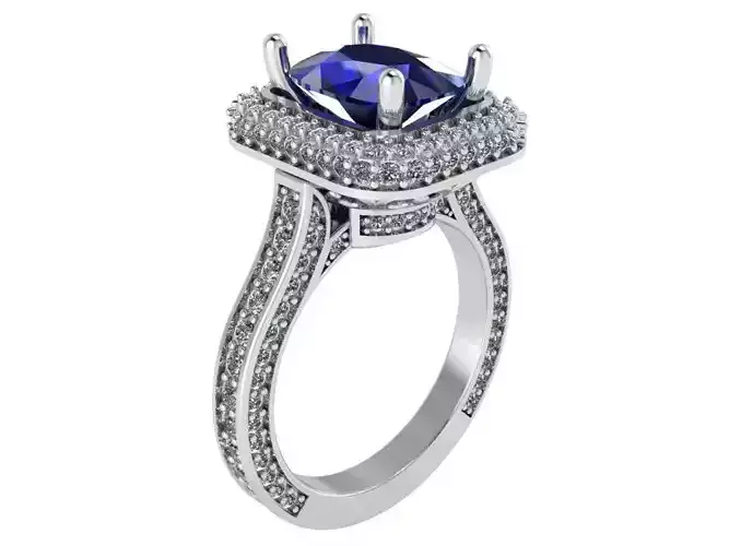 Square Halo Euro Shank Ring 2363 3D print model