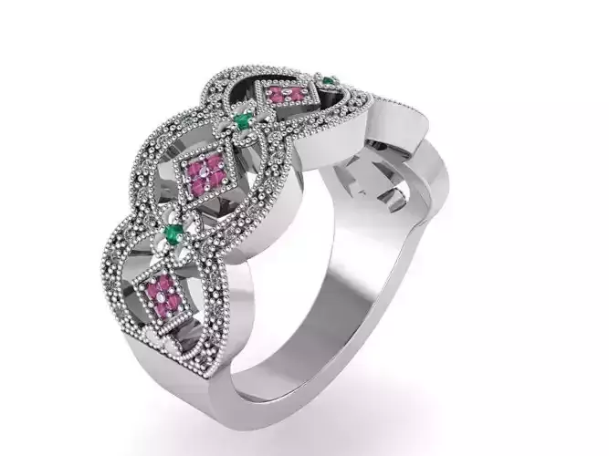 Stylish colorful diamond ring 2364 3D print model