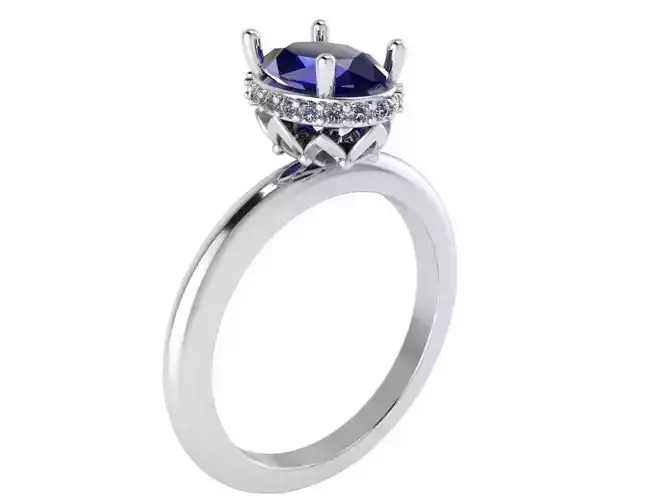 Thick blue stone diamond ring 2365 3D print model