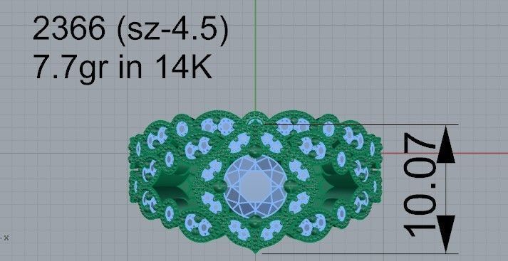 Magnificent diamoond ring with band 2366 3D print model 3D print model_4